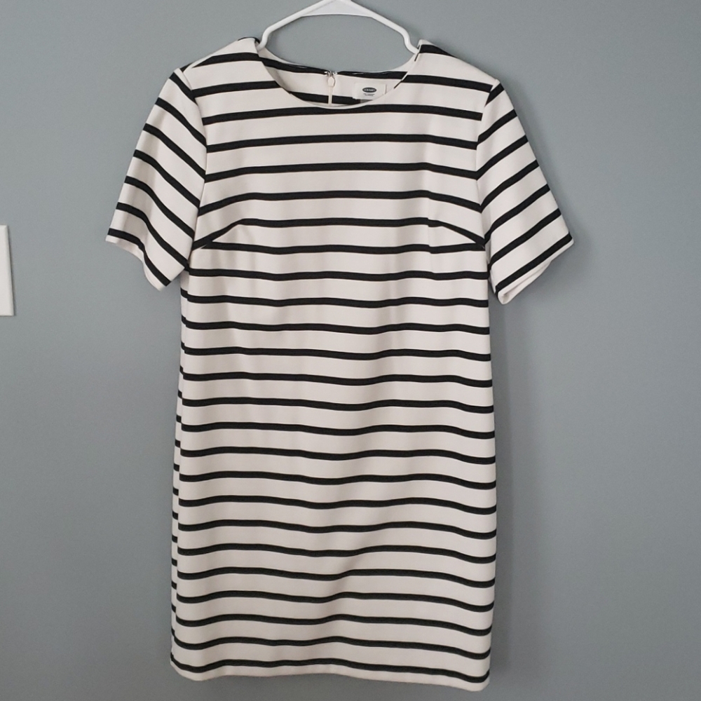 Black and white striped dress